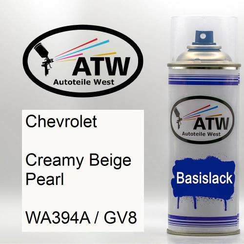 Chevrolet, Creamy Beige Pearl, WA394A / GV8: 400ml Sprühdose, von ATW Autoteile West.